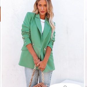 ANGELITA POCKETED BLAZER - SEA GREEN